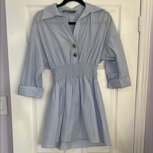 Zara Light Blue Button-Up Dressed